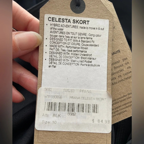 NWT Prana Celesta Skort Black Lightweight  Skirt Shorts Sz 10 - Picture 8 of 10